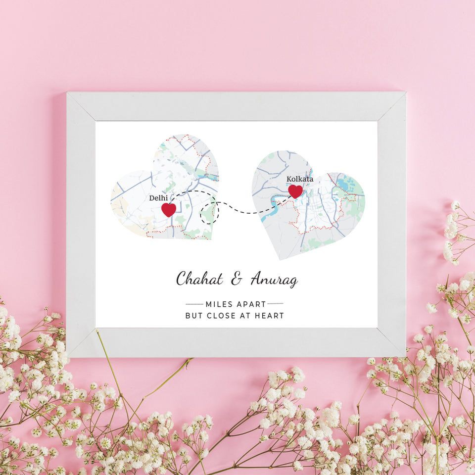 Personalized Long Distance Relationship Map Location Frame Gift Mitra